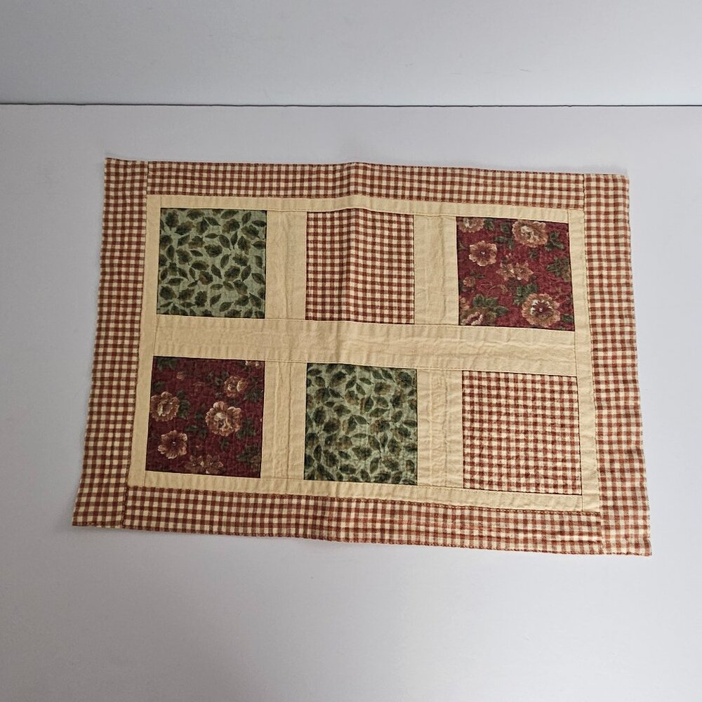 Vtg Placemats Patchwork & Plaid Quilted - Set of 4 - Fall Colors Cottagecore
